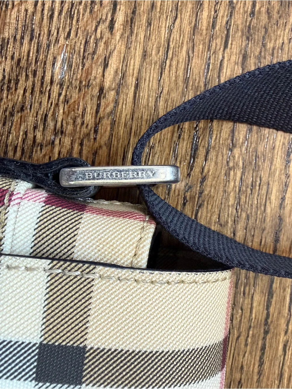 Burberry Beige Plaid Crossbody Bag with Black Strap - Picture 5 of 8